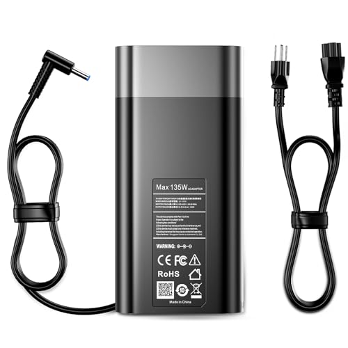 GERVGHS 135W Laptop Charger Compatible with HP Spectre X360 15 16 15t-df100 15-df 16t-f10 16-f2097nr Omen 15 17 Pavilion Gaming 15 16 ZBook Studio G5 G6 G7 TPN-DA11 l15534-001 Power Cord