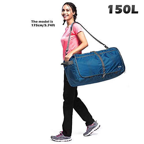 Gonex 150L Travel Duffel Bag Foldable Extra Large Duffle Bag XL Heavy Duty for Men Women for Luggage Shopping Deep Blue