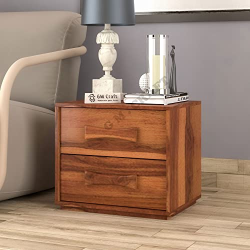 GM CRAFT Solid Sheesham Wood Bed Side Table for Bed Room Living Room