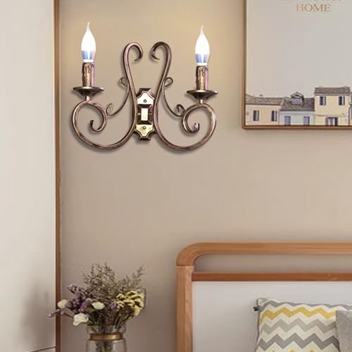 Apliques de pared rústico E14 led interior regulable dormitorio 7