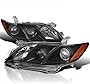 Spec-D Tuning Black Projector Headlights W/Amber Reflector Compatible with 2007-2009 Toyota Camry Left + Right Pair Headlamps Assembly