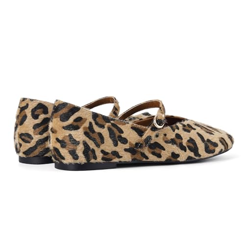 Image of Gothictor Women's Mesh Ballet Flats Round Toe Leopard Mary Jane Shoes Women | Cushioned Comfort, Easy to Style, Buckle Strap, Cheetah Print, Ballerina, Breathable, Wide Width, Non-Slip, Dressy Casual
