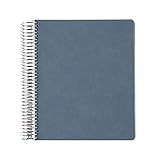 Undated Weekly Planner 7' x 9' Coiled 12 Months - - Focused Edition. Slate Blue Vegan Leather Cover....