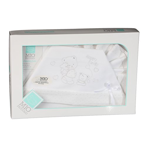  Set Lenzuola per Culla Carrozzino Mio Piccolo Happy Family Puro Cotone Bianco