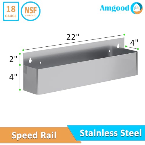 Image of 22 in. Single Tier Stainless Steel Speed Rail Rack for Commercial Bars, NSF