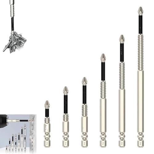 High-Magnetic Screwdriver Drill Bit Set, 6/12 PCS Strong Magnetic Durability Screwdriver Drill Bit Set,25 50 65 70 90 150mm, Anti-Slip Magnetic Electric Screwdriver Set (1 Set)