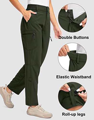 G Gradual Women's Hiking Pants With Zipper Pockets Convertible Lightweight Quick Dry Stretch Cargo Camping Pants(Olive, Xxl) #TOP2