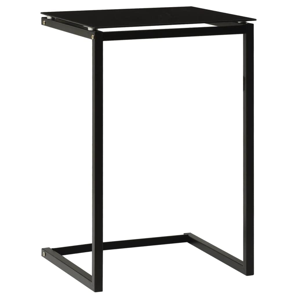 Black Side Table 40x40x60 cm Tempered Glass and Powder Coated Steel for Living Room, Bedroom, Hallway, Balcony, Sofa, Bed, Lamp, Magazine, Remote Control Use