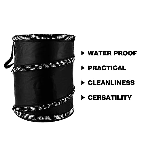 Image of eing Car Trash Can, Portable Garbage Bin with Bling Diamonds, Collapsible Pop-up Water Proof Bag, Waste Basket Bin, Rubbish Bin (1 Pack, Black)