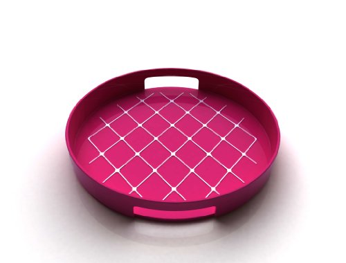 Zak Designs 1699-0011 Plateau Gallery Anti-Dérapant Rond Diamètre: 30 cm Framboise/Blanc