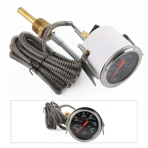 Jauge mécanique de température de l'eau 52 mm, thermomètre de liquide de refroidissement de voiture 12 V avec capteur, instrument automobile, chaleur du véhicule, compteur moteur noir – vue 4