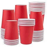 Fedmut 8oz 50 Pack Disposable Paper Cups,Red Paper Party Cups, Disposable Paper Coffee Cups,Disposable Hot Paper Cups Ideal for Home,Picnic,Wedding,Classroom.Etc. (Red)