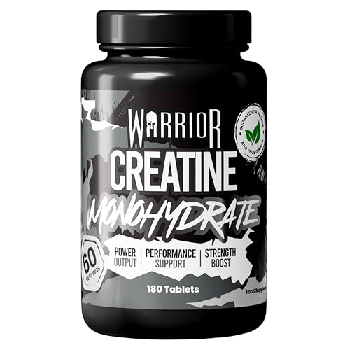 Warrior Creatine Monohydrate Tablets – 3000mg Per Serving – Supplement for Performance – Supports Muscle Growth – Unflavoured – Suitable for Men & Women – Vegan & Vegetarian Friendly (180 Capsules)