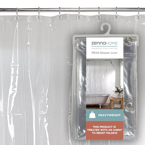 Zenna Home Clear Shower Curtain Liner, Super Heavyweight Transparent Liner for Showers and Bathtubs...