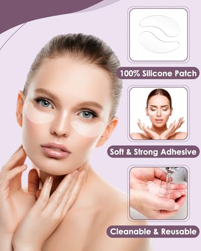 Creamify Conjunto de adesivos reutilizáveis antirrugas, conjunto de adesivos de silicone reutilizáve