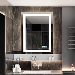 FLJ 18 * 24inch LED Bathroom Mirror with Lights, Anti-Fog, Dimmable, Backlit + Front Lit, Wall Mounted Vanity Mirror