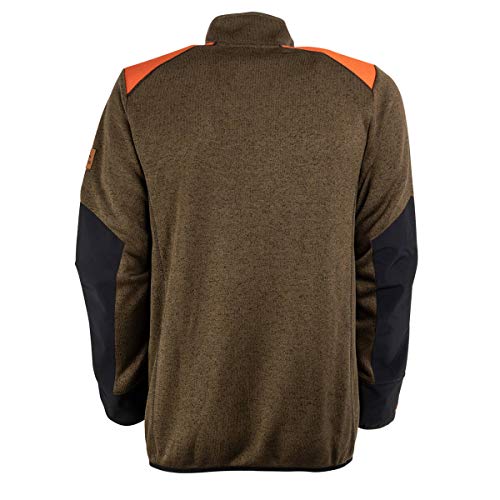 Foto von FORSBERG Strickjacke Forst Strickfleece mit Softshell Verstärkung rot neongelb gut sichtbar bequem robust hochwertig, Farbe:grün/orange, Größe:L