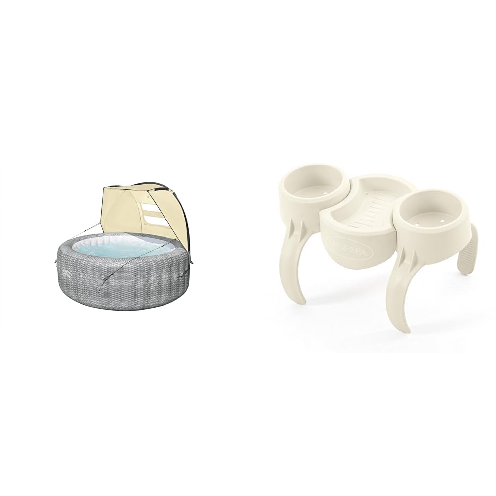 Bestway Lay-Z-Spa Bâche de Piscine et Accessoires Beige & Porte GOBELET pour Spa