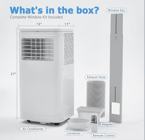 Image of 10000BTU Portable Air Conditioner Cools up to 450 Sq ft.,4-In-1 Standing AC Unit with Cooling,Dry,Sleep & Fan Modes,Remote Control,Window Kit Included