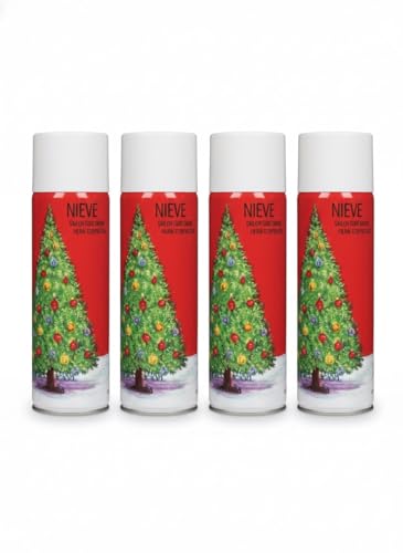 La Mejor Lista de Nieve artificial - los preferidos. 48 CONTIMEX Spray de Nieve Artificial Navideña – Aerosoles Decorativos con Árbol de Navidad para Fiestas y Decoración (4 Piezas)
