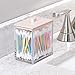 mDesign Plastic Rectangle Apothecary Canister - Organizer for Bathroom Vanity Countertop Shelf Decor - Holds Cotton Swabs, Soap, Makeup, Bath Salts - Lumiere Collection - 2 Pack - Clear/Light Pink