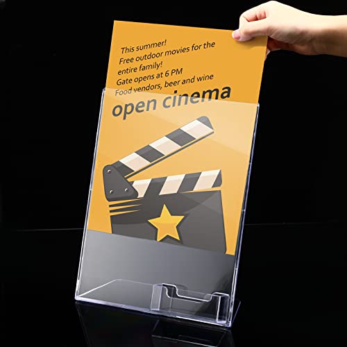 2 Pcs 8.5 X 11 Acrylic Sign Holder With Business Card Holder Clear Brochure Display Stand With Attached Business Card Pocket Advertisement Printed Material Flyer Holder Flyer Stand Frame For Business #TOP4