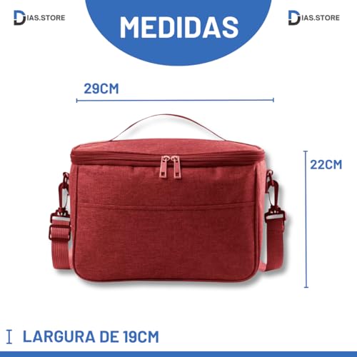 Bolsa Térmica Marmita Lancheira Impermeável Com Alça Fitness Estliny (Vermelho)