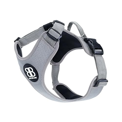 BullyBillows Active Light Dog Harness With Handle | Premium Dog Harness With Padded Lining & Highly Reflective Dog Harness Suitable For All Dog Breeds | Grey Large