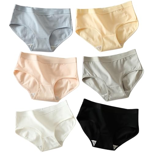 6Pcs Cotton Breathable Underwear for Teens Girls Soft Cotton Panties Underwear Womens Comfort Stretch