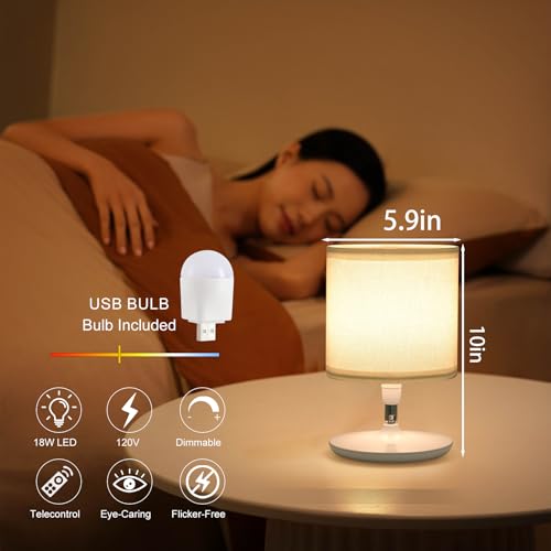 2 lámparas de mesa con USB y control de luz blanco miniatura 3