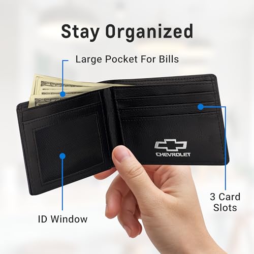 Image of Concept One GM Chevrolet Wallet, Slim Bifold Wallet with Decorative Tin Case for Men and Women, Multicolor