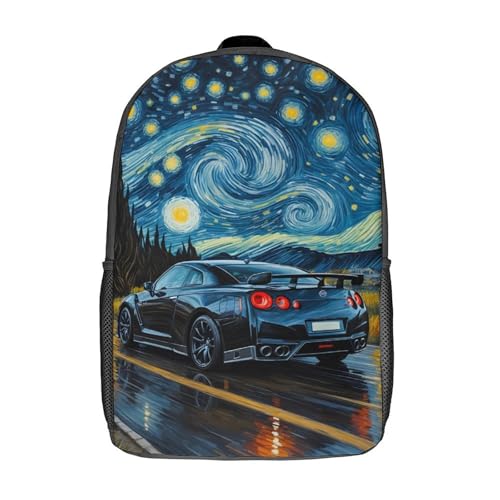 LMYmoney Mochilas para niños Nissan GT-R Starry Night, mochilas escolares personalizadas en 3D para niños y niñas, mochilas escolares grandes, mochila informal de 17 pulgadas