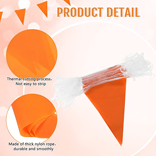 Image of Tatuo 200 Feet Solid Pennant Banners Flags String Triangle Hanging DIY Bunting Flags Party Decorations for Grand Opening Party Banners for Kids Birthday, Shops (Orange)