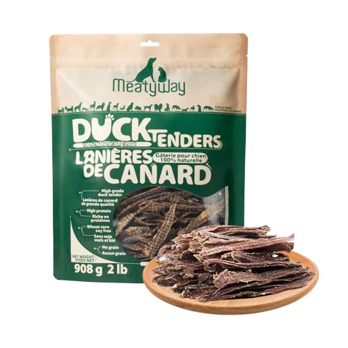 MeatyWay Duck Jerky Tenders Dog Treats, Duck Breast Tenders, High Protein, Low Fat, 100% Natural Grain Free Snacks, Easy to Digest Dog Training Treats, 908g/32 oz. Bag