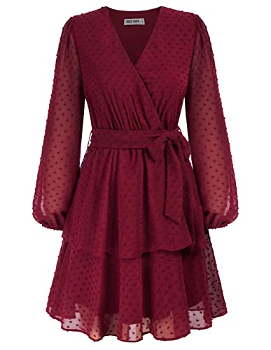 GRACE KARIN Damen Sommerkleid Tunikakleid V Ausschnitt Langarm Casual,...