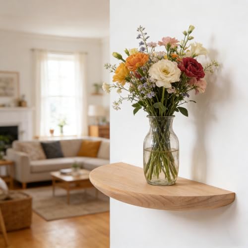 Étagère d'angle flottante en bois pour plantes et décoration