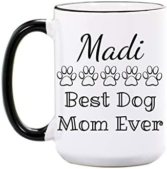 Dog Mom Mug - Personalized Large 15 oz or 11 oz Ceramic Cup - Dog Gifts for Moms - Dog Lover Gift - Dog Mom Mugs - Dog Coffee Cups - Mom Gifts - Dishwasher & Microwave Safe - Made In USA