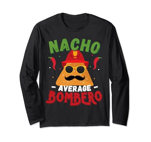 Retro Nacho Average Bombero Firefighter Cindo De Mayo Fiesta Manga Larga