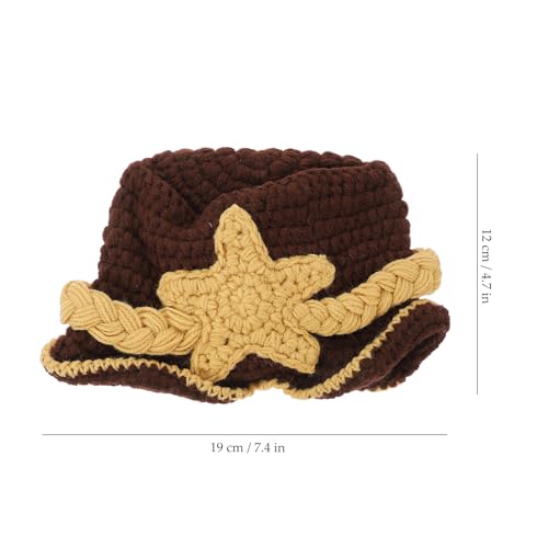 Gorro de lana para niño tejido a mano en color café, elástico y transpirable 2