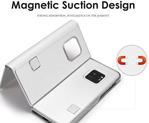 QLTYPRI Samsung Galaxy S10 Plus Case, Ultra Slim PC Shell PU Leather Back Case [Perspective] [Mirror] Semi Transparent Cover Stand Function Protective Flip Case for Samsung Galaxy S10 Plus - Silver