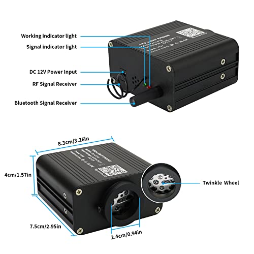 Image of AZIMOM Small Size 16W Twinkle& Sound Activated Fiber Optic Light Source RGBW Light Box Engine Diver APP /Remote Control Music Sensor Mode for Car Home Star Ceiling Light Effect Decoration