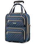 LUGGEX Underseat Carry On Luggage with Wheels, Underseat Luggage Fits 15.6 Inch Laptop for Travelling, 15.7 x 13.0 x 7.7 Inch (Blue)