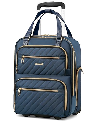 LUGGEX 16" Underseat Carry-On Luggage with Wheels, Blue