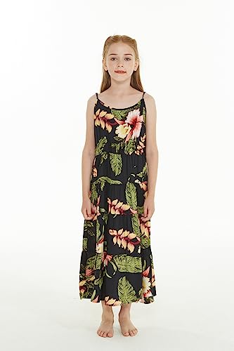 Image of Family Matching Hawaiian Clothes, Black Rafelsia | Lightweight 100% rayon • Family matching outfits • Beach vacations • Luaus • Cruises • Family photos