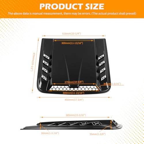 Image of DREAMOTOR Hood Scoops For Cars, Universal Hood Scoop Vents, Automotive Hood Scoops for Trucks Compatible with F150 F250 F350 Dodge Ram 1500 2500 Toyota Tundra GMC Sierra 1500 2500 Jeep Wrangler