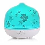 ISELECTOR 500ml Glass Aromatherapy Essential Oil Diffuser with 7 Changing LED Colors and Waterless Auto Shut-off - White Base