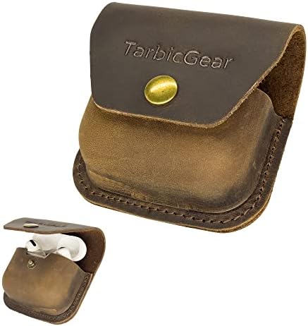 TarbicGear Belt Clip Airpod Case, Universal Leather Belt Holster for Airpod Pro, Samsung Galaxy Buds and Beats Studio Buds, Real Leather Earphone Pouch for Belt
