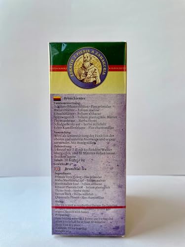Bronchial Cyprian Herbal Tea | Upper and Lower Respiratory System | Lungs | Pure Natural Herbal Tea Grown in Europe (20 Tea Bags 40g)