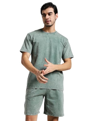 Image of Vogaan Men's Cotton Short Sleeve Tracksuit Summer T Shirt & Shorts Set with 2 Pockets || Casual Co-ord Sets