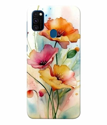 Image of Printed Hard Back Case Cover & Compatible for Samsung Galaxy M21 / Samsung Galaxy M30S | Flower Painting Art (Multicolor) - D1187
